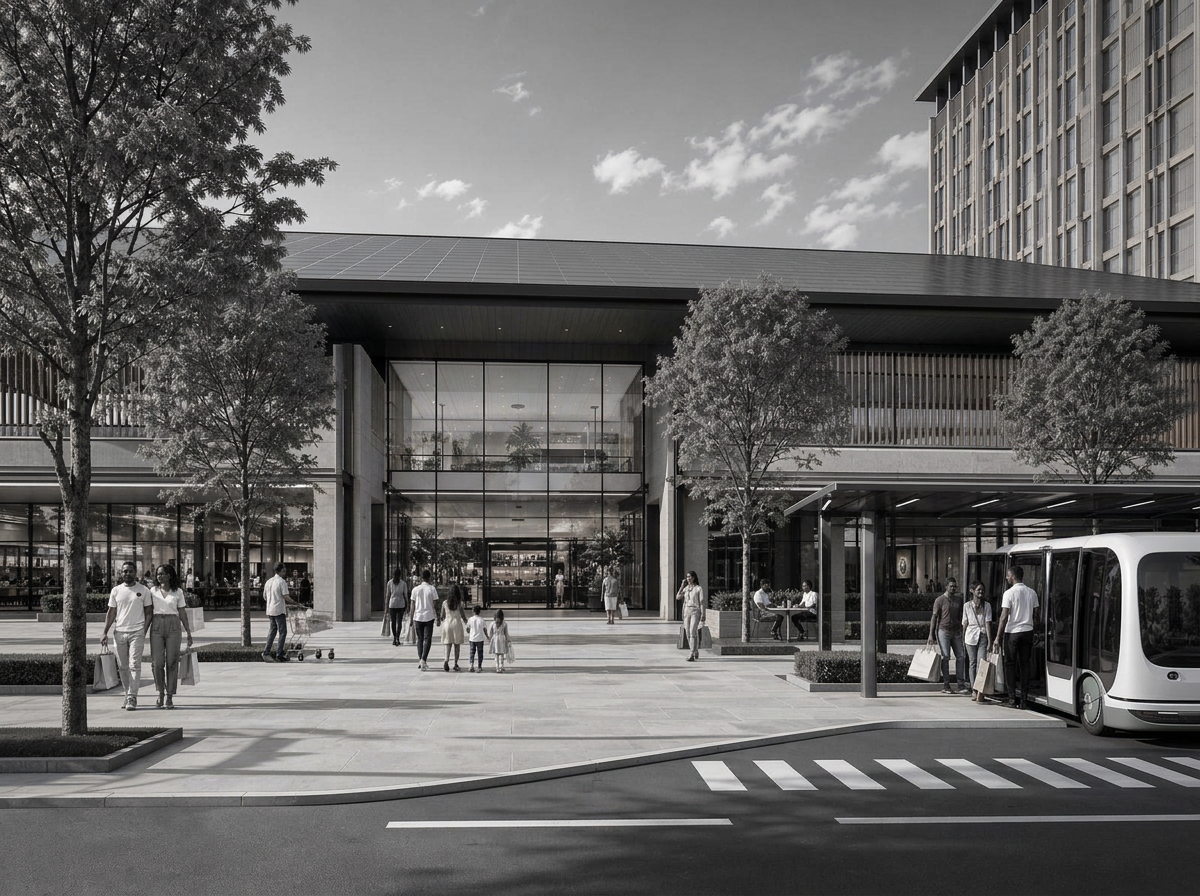 The Mall and Market Court in monochrome